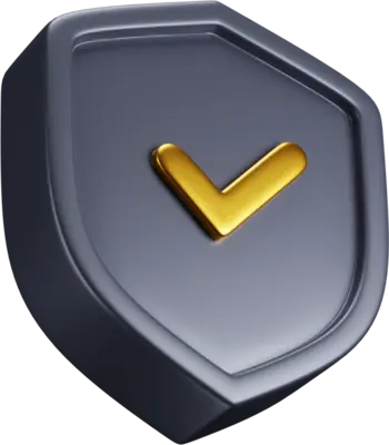 Shield with a check mark for player security